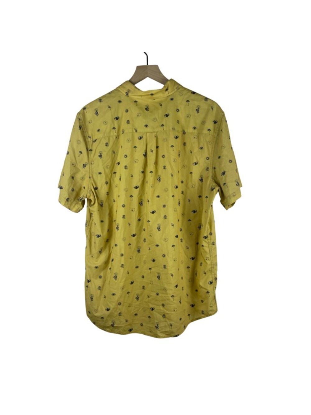 Marine Layer Stretch Selvage Short Sleeve Button Up Casual Shirt Yellow Large - Picture 9 of 12